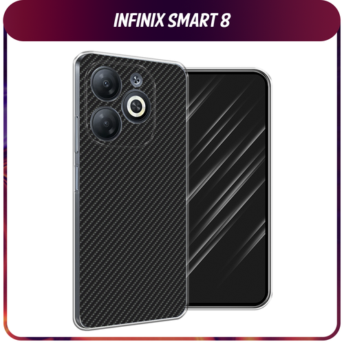 Силиконовый чехол на Infinix Smart 8/Smart 8 HD/Hot 40i / Инфиникс Смарт 8/Смарт 8 HD/Хот 40i Черный карбон силиконовый чехол на infinix smart 8 smart 8 hd hot 40i инфиникс смарт 8 смарт 8 hd хот 40i черные полигоны