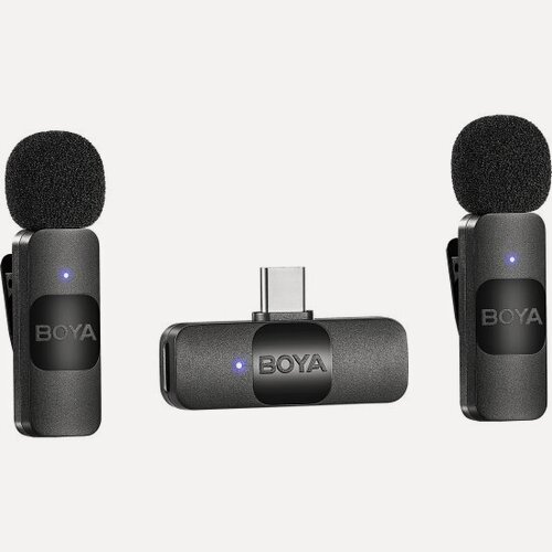 Изображение товара Беспроводной микрофон Boya BY-V20 Двухканальная Сверхкомпактная 2,4 ГГц Беспроводная Микрофонная Система для устройств с USB-C разъёмом