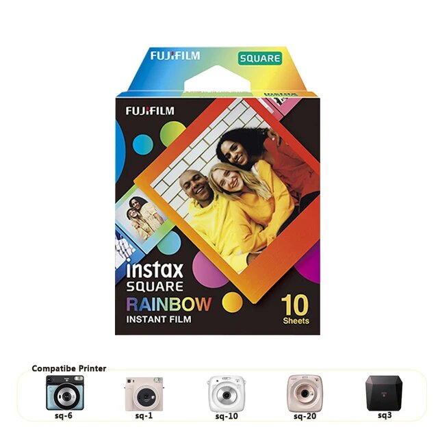 Оригинальная пленка Fujifilm Instax с квадратными белыми краями, 10/20 листов, Rinbow