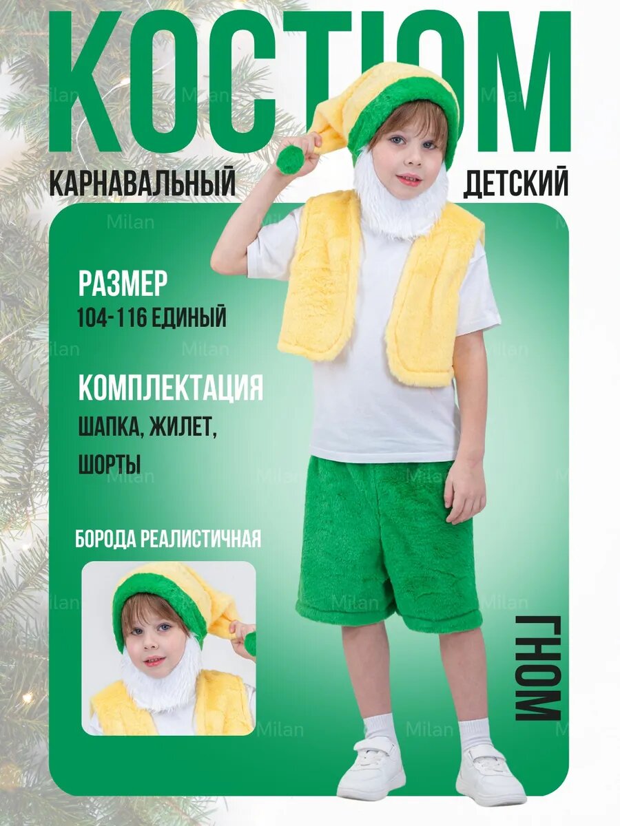 Костюм карнавальный гном детский