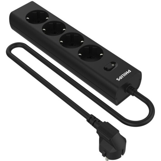 Philips 4 Розетки, кабель - 3M черный