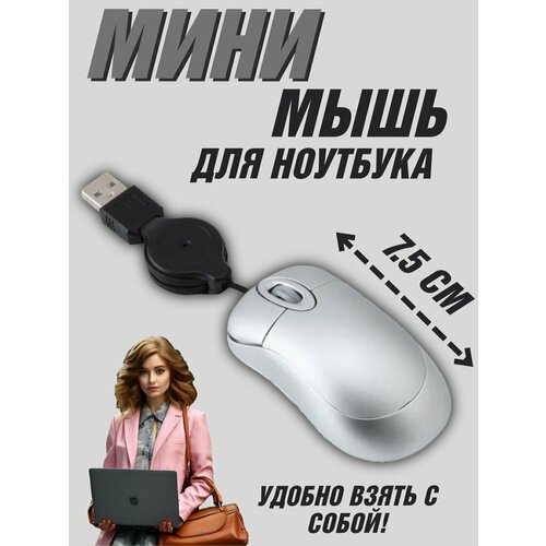 Мини мышь проводная для ноутбука ANYSMART серая 897₽