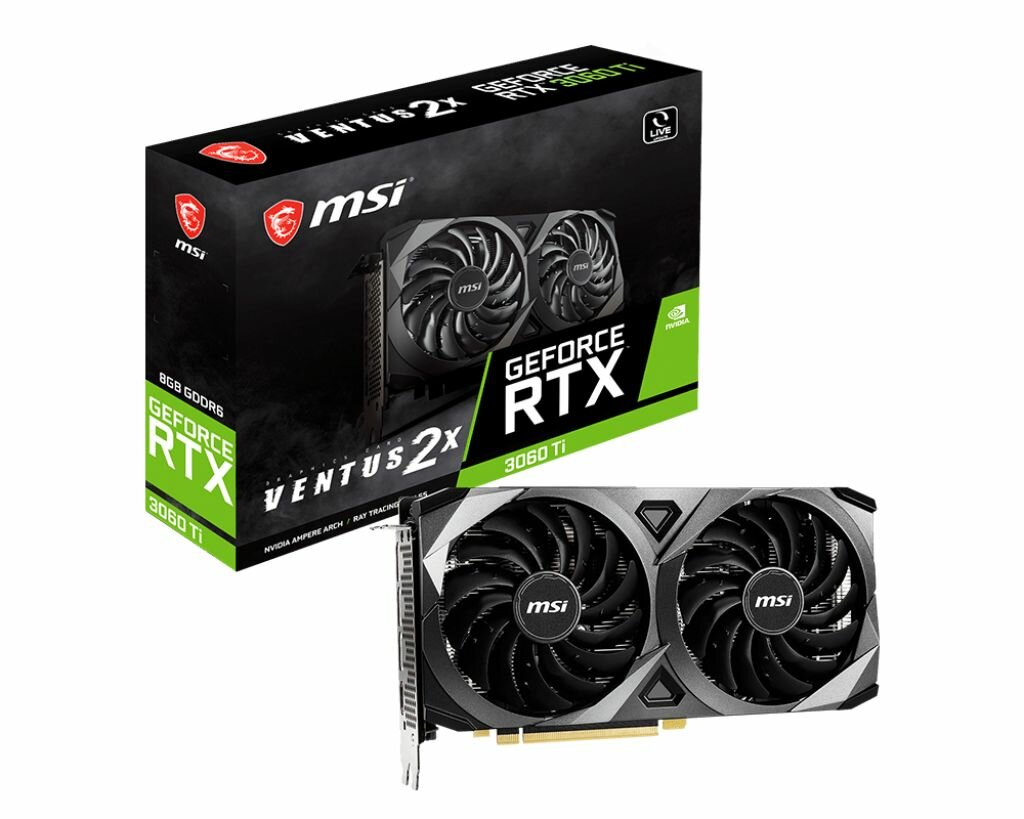 Видеокарта MSI GeForce RTX 3060 Ti Ventus 2X OC (8 ГБ 256 бит) RTX 3060 TI VENTUS 2X OCV1 LHR