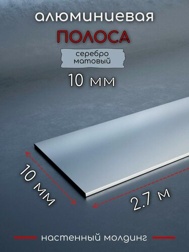 Изображение товара Алюминиевая полоса декоративный молдинг DIELE 10х1,5 мм серебро/мат длина 2,7м.