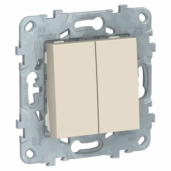 Schneider Electric Unica New Бежевый Переключатель 2-клавишный, 2 х сх. 6, 10 AX, 250В, NU521344