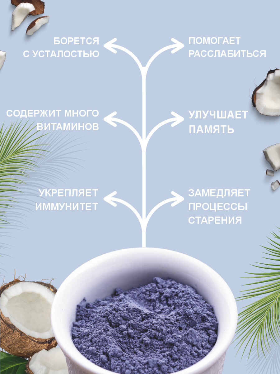 Синяя матча латте кокосовая из анчана с кокосом 100 г MatchaTrue — фото 1