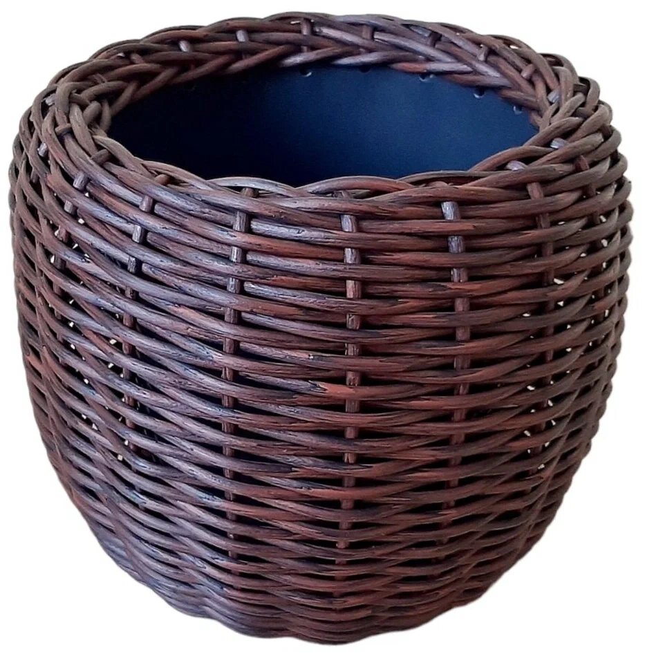 Кашпо для цветов из искусственного ротанга 12 л красное дерево