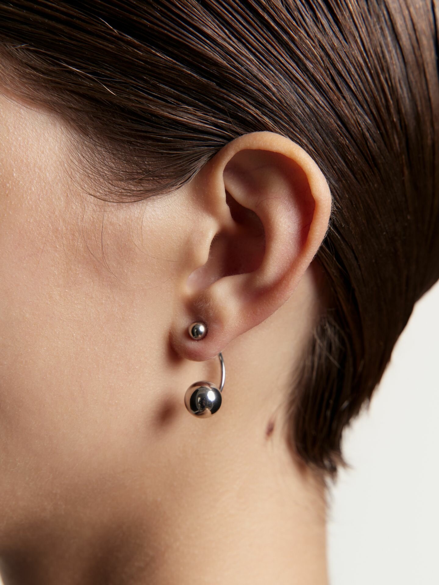 Серьги пусеты RESURS, серый, серебряный — фото 1