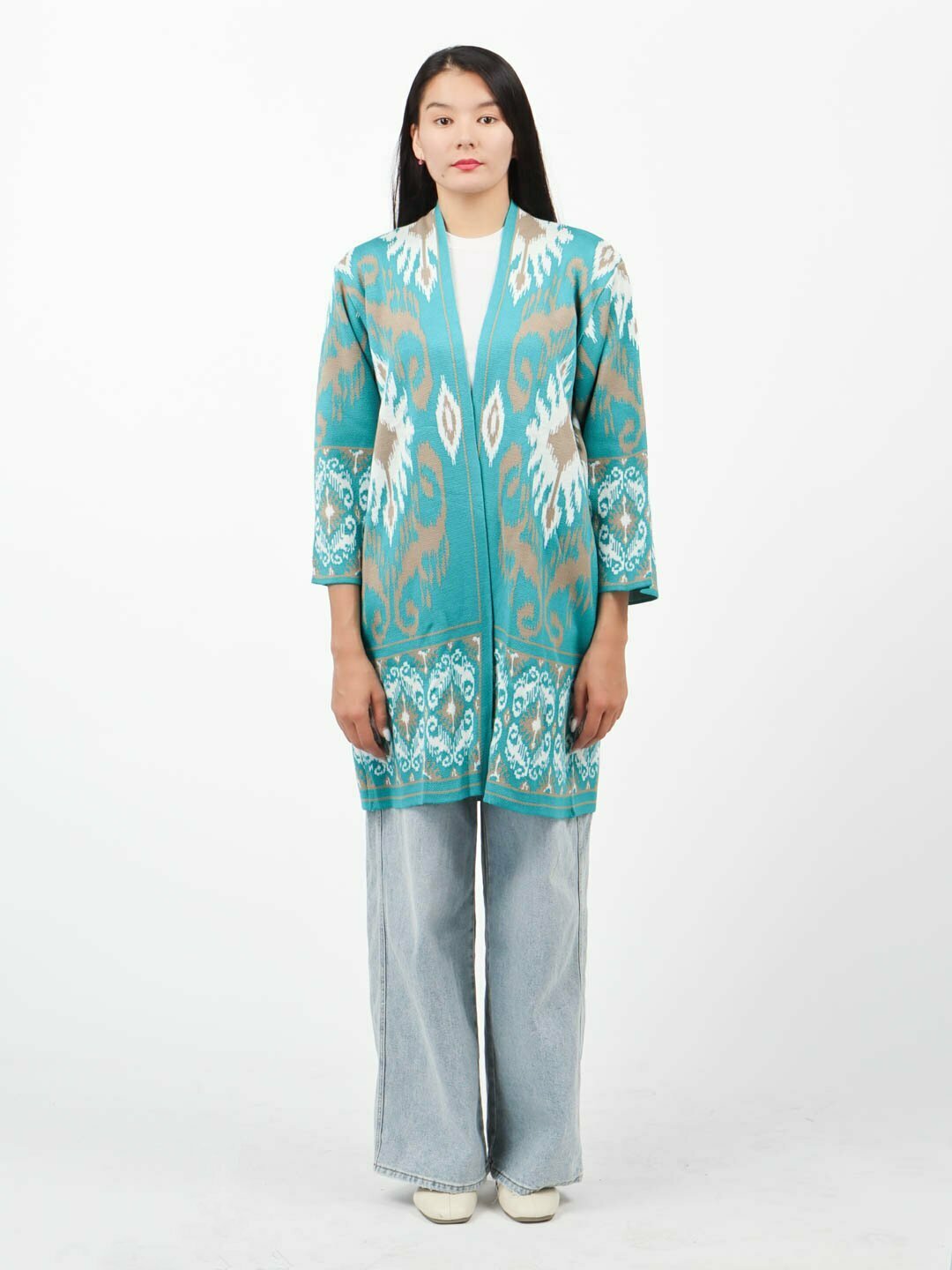 Кардиган Didov TRIKO 0024, размер oversize, бирюзовый — фото 1