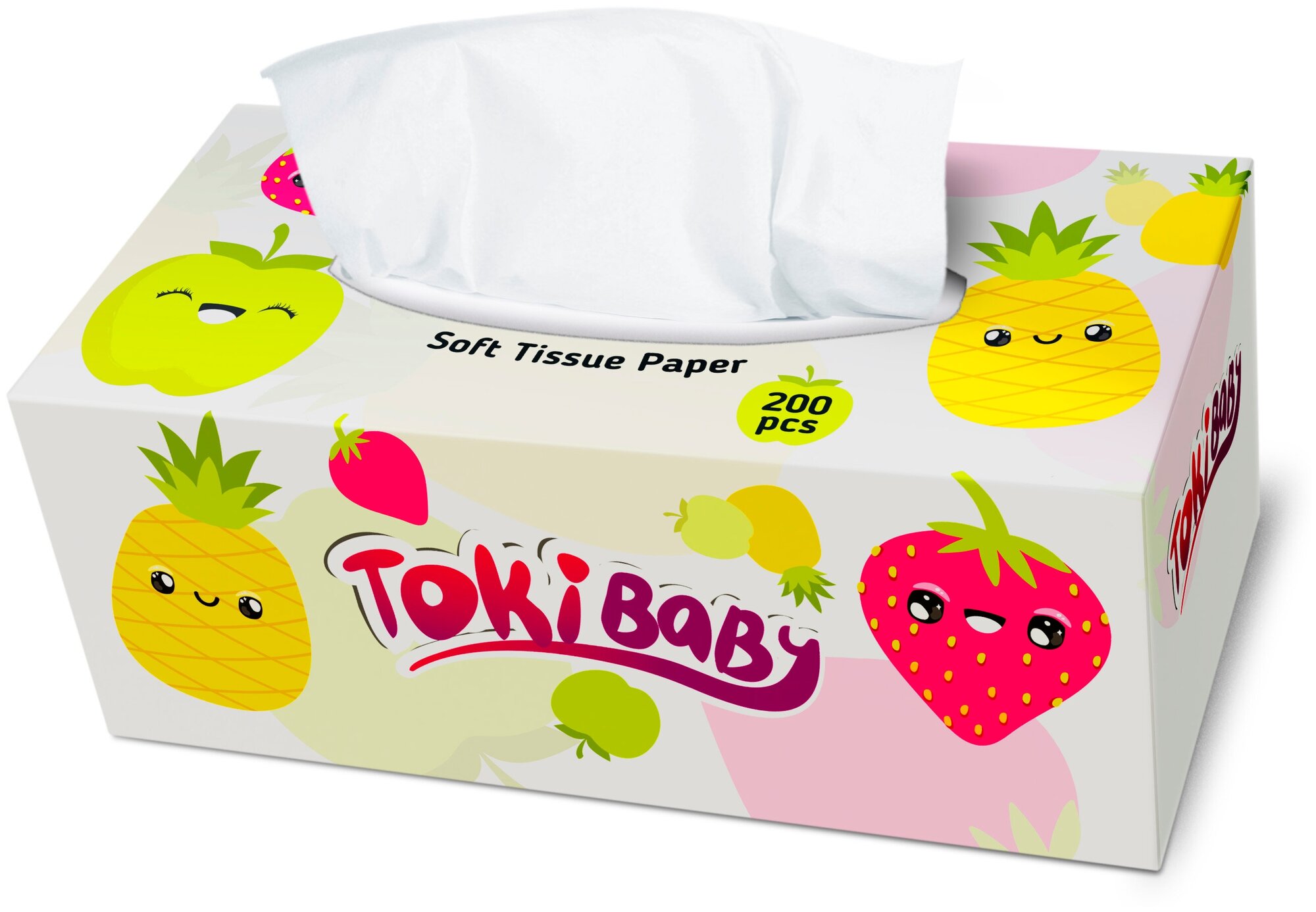 Салфетки бумажные детские TokiBaby 600 шт двухслойные 3 уп. по 200 шт/уп. - фотография № 3