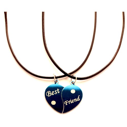 Комплект украшений, длина 45 см, черный, синий парные кулоны подвески best friend два сердца серебряный на цепочке