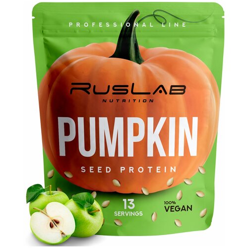 PUMPKIN SEED PROTEIN-протеин тыквенный, растительный протеин, веганский протеин, без ГМО (416 гр), вкус зеленое яблоко