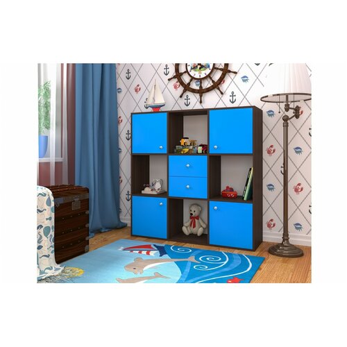 Стеллаж Джери (Голубой, Бодего темный)