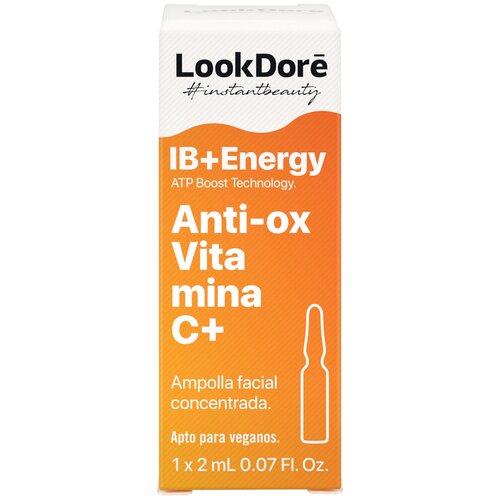 LookDore IB + Energy Anti-ox Vitamina C+ концентрированная сыворотка в ампулах моментального восстановления с витамином С для лица, 2 мл lookdore концентрированная сыворотка в ампулах ib energy моментального восстановления с витамином с 1х2 мл 2 уп