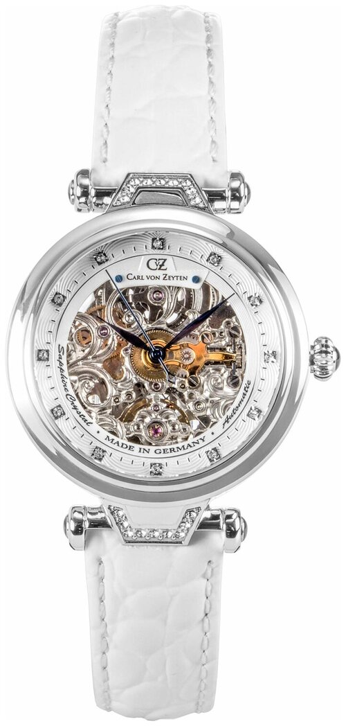 Наручные часы Carl von Zeyten Skeleton CVZ0070WHS, серебряный, белый