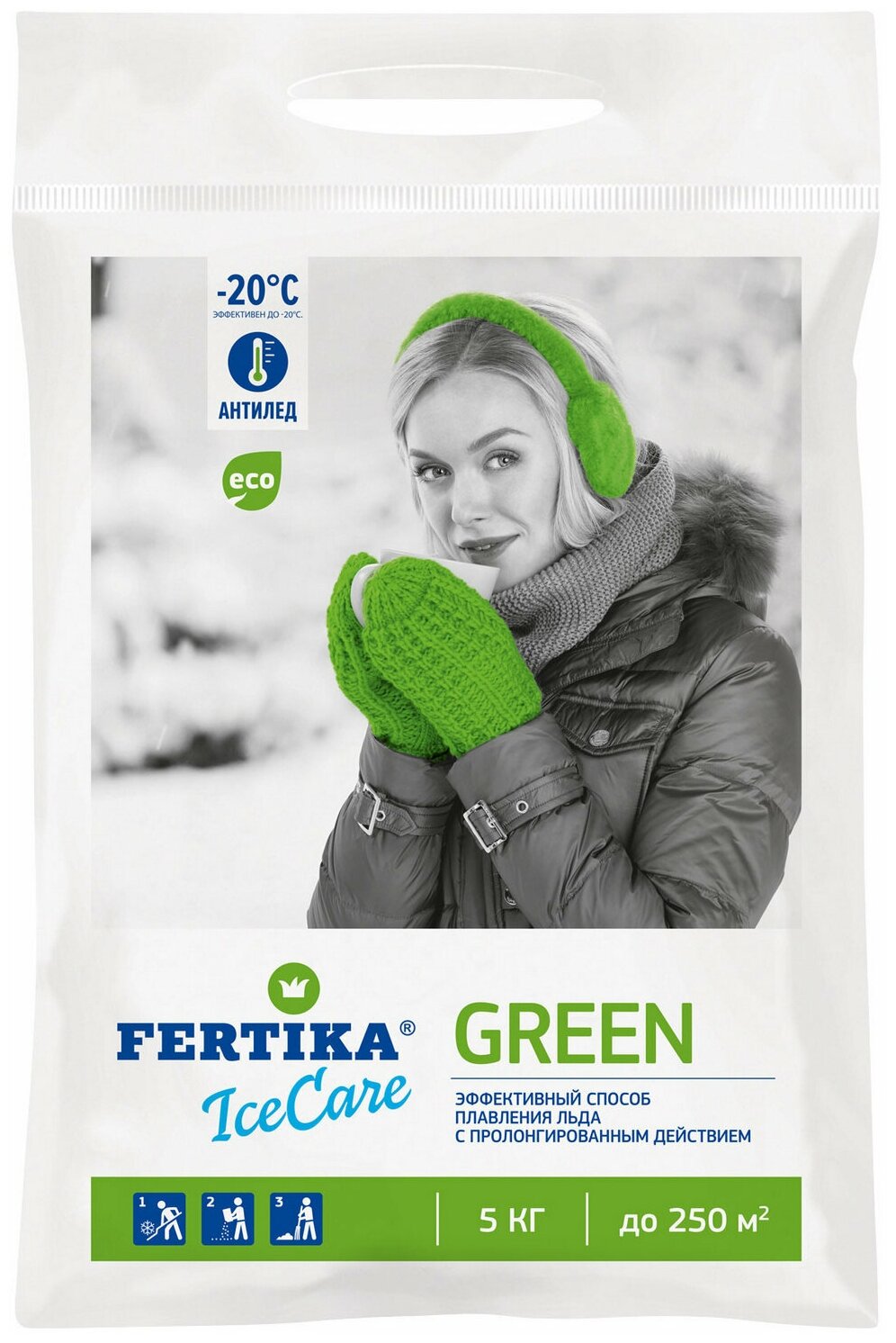 Противогололедный реагент FERTIKA IceCare Green 5 л 5 кг мешок