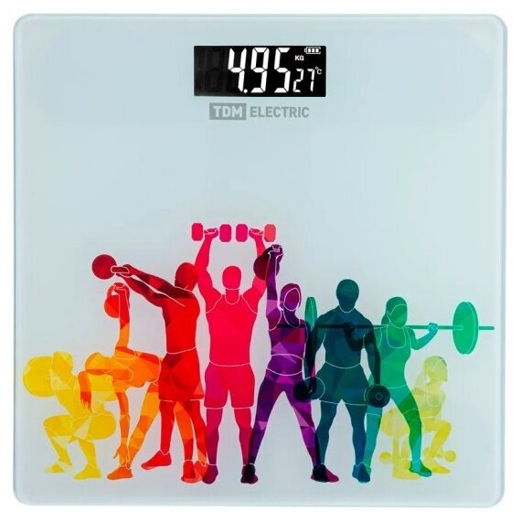 Весы электронные напольные "Фитнес", стекло, деление 0,01 кг, макс. 180 кг, 28х28 см, TDM SQ4012-0002 - фотография № 4