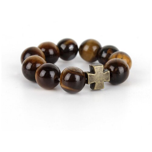 Перстные четки из тигрового глаза. 10 зерен. Диаметр 8 мм.