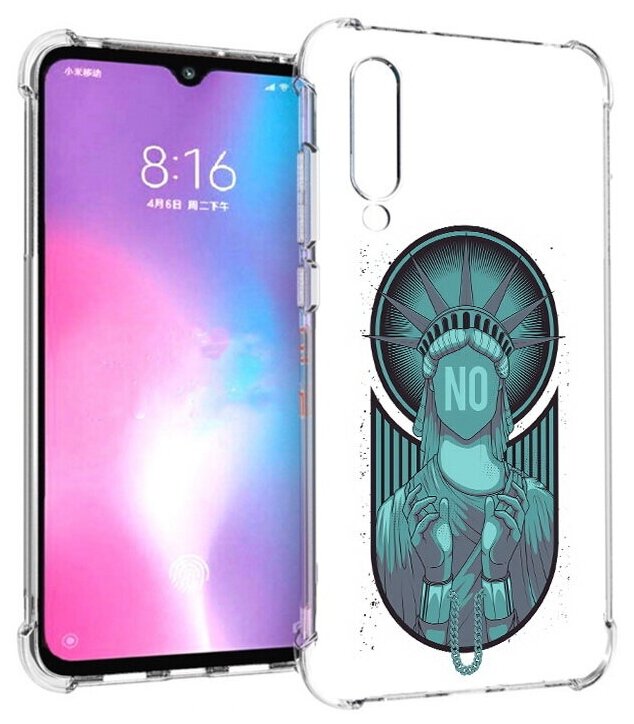 Чехол задняя-панель-накладка-бампер MyPads статуя свободы зеленый для Xiaomi Mi CC9/Xiaomi Mi 9 Lite противоударный
