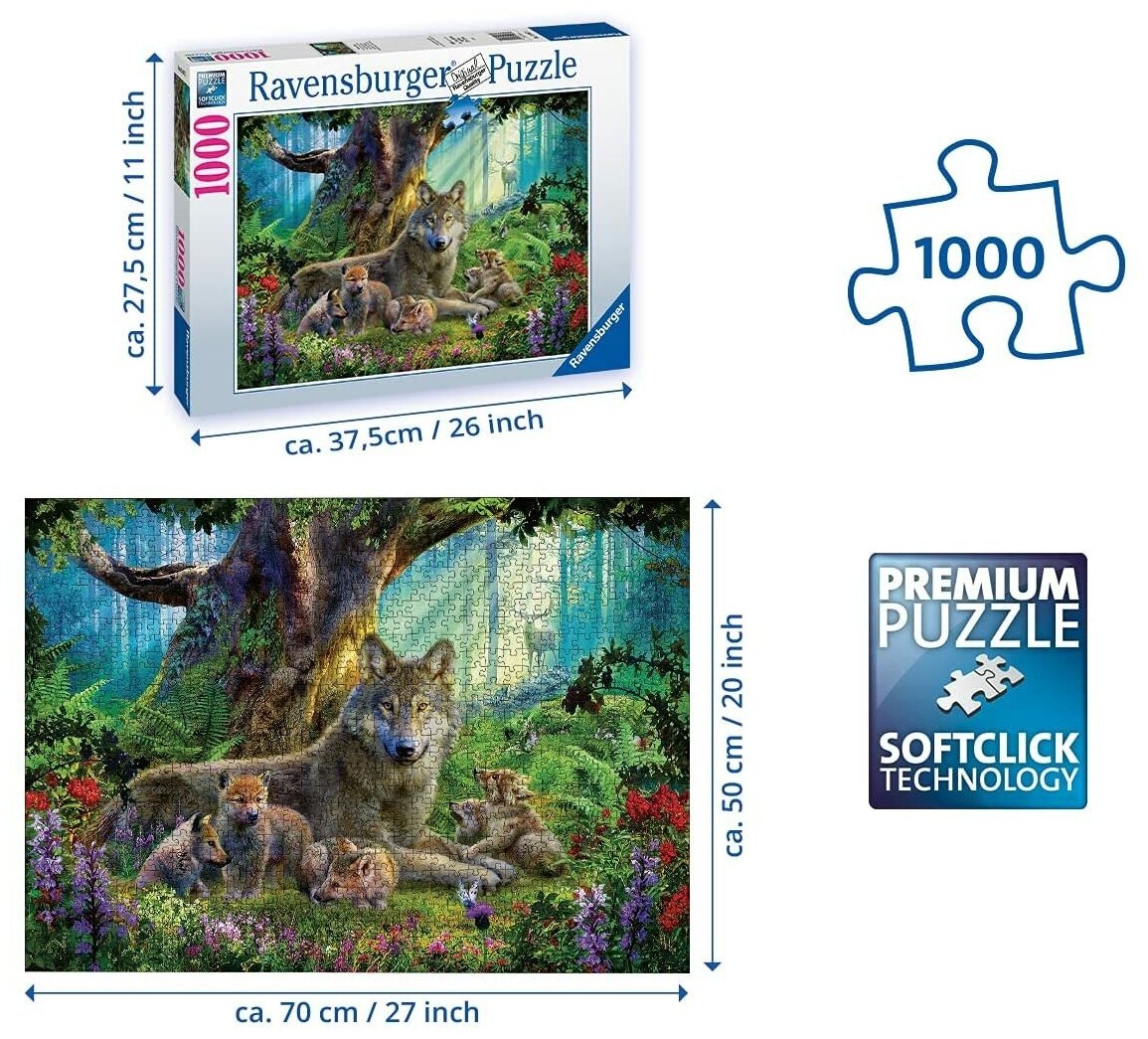 Пазл Ravensburger "Волки в лесу", 1000 элементов - фото №2