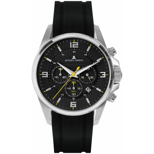 Наручные часы JACQUES LEMANS Sport, черный коннектор держатель для очков упаковка 10 пар силикон цвет черный стальной 20x5 мм