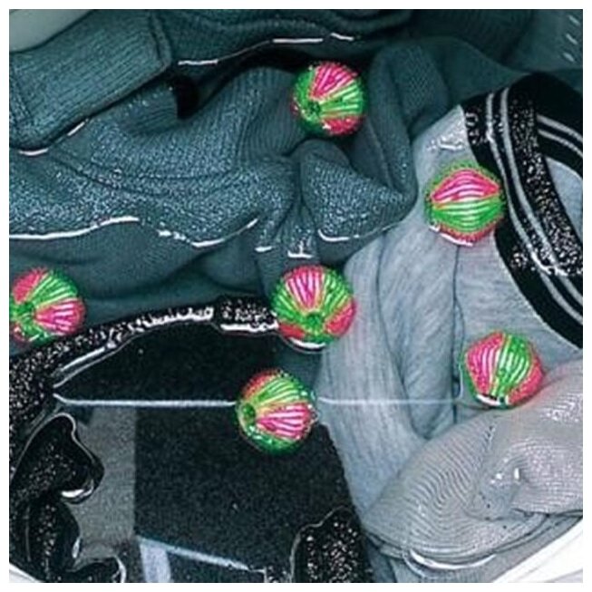 Мяч для стирки белья 6 штук, диаметр 3.5х3.5 см, хозяйственные и универсальные, розовый/зеленый - фотография № 3