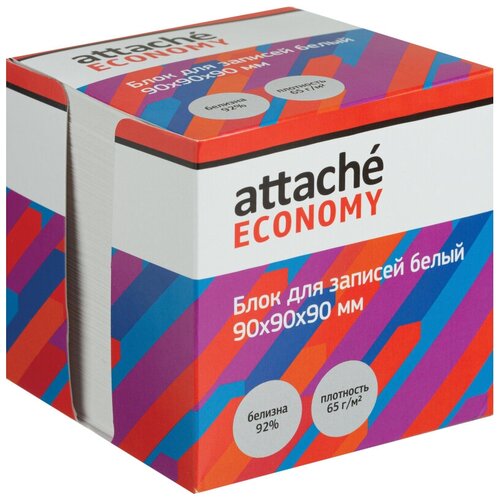 Блок для записей в подставке Attache Economy 9х9х9, белый,65 г, 92 2 шт. блок кубик для записей attache 90x90x90мм белый 3шт 6 уп