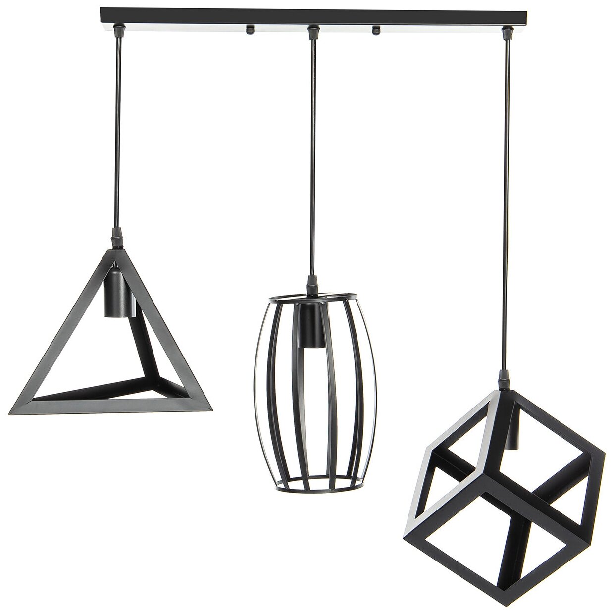 фото Светильник подвесной (потолочная люстра) Emilion Loft LN Geometrical, E27, 60 Вт, кол-во ламп: 3 шт, цвет арматуры: черный, цвет плафона: черный