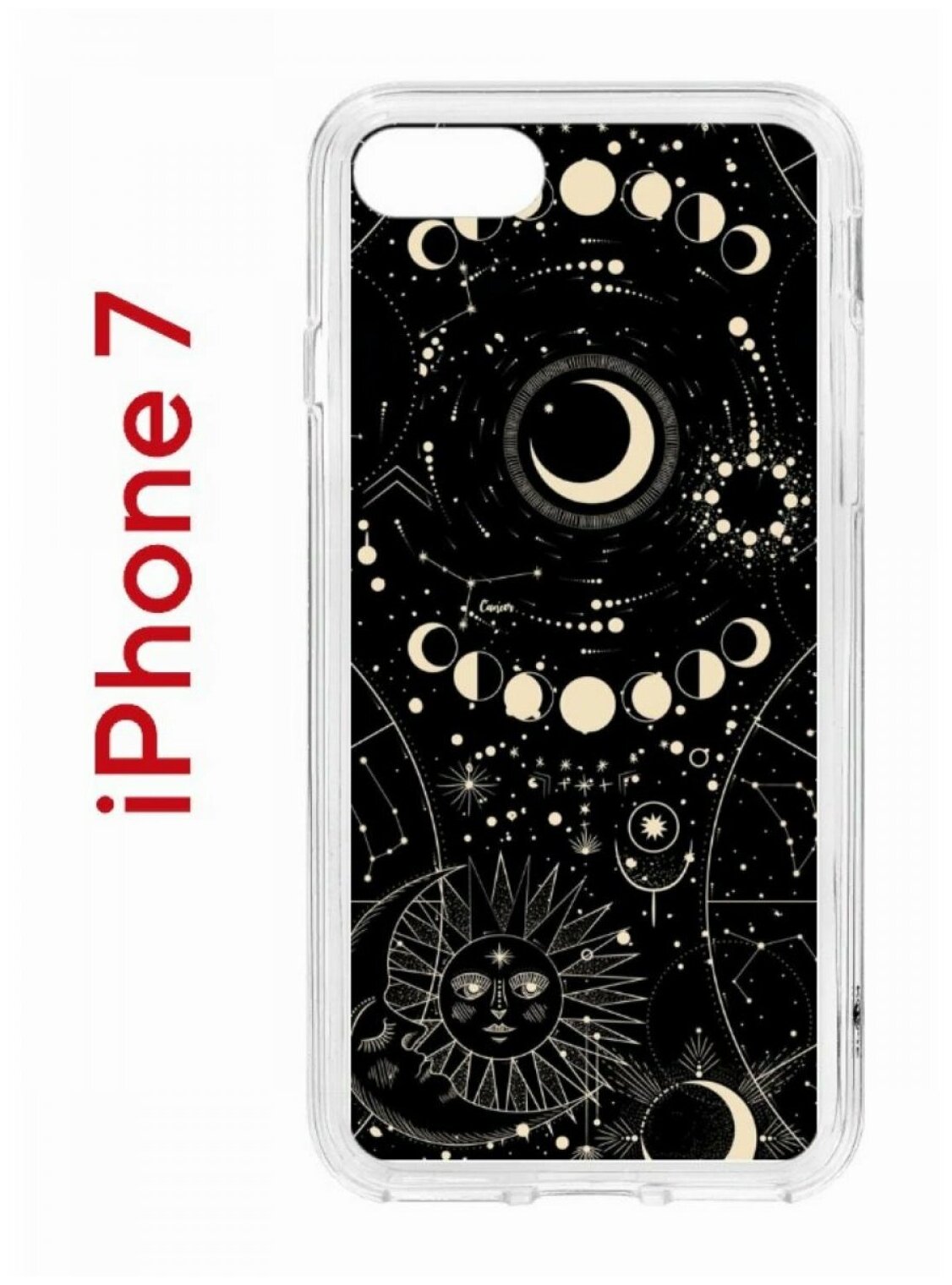 Чехол для iPhone 7/8/SE 2022 Kruche Print Space, противоударный силиконовый бампер с рисунком, пластиковая накладка с защитой камеры