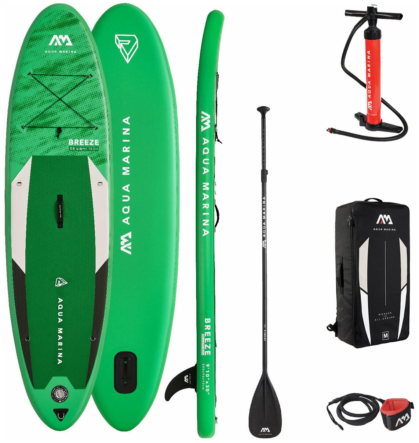 Надувная SUP-доска (SUP board) Aqua Marina Breeze 9'10" S22 (300 х 76 х 12 см) с насосом, веслом и страховочным лишем