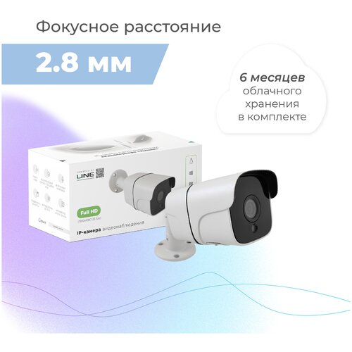 IP-камера Линия 2Mp Bullet 2.8 / 6 месяцев записи в Облако в комплекте / 2 в 1 камера и сервер видеонаблюдения / На базе ПО Линия 8