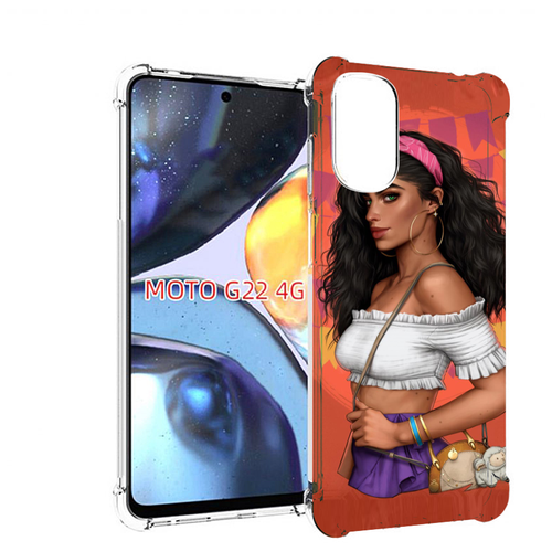 Чехол MyPads девушка-с-сумкой-мулатка женский для Motorola Moto G22 4G задняя-панель-накладка-бампер