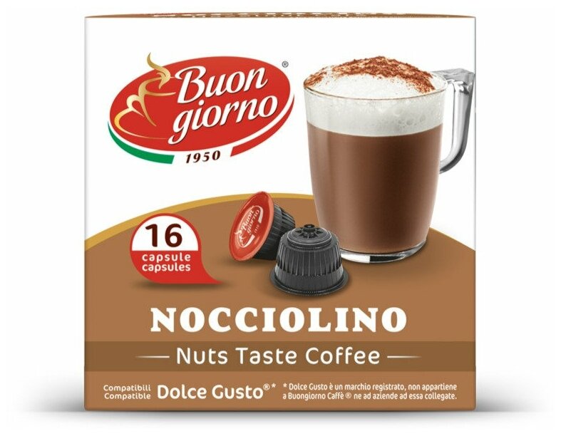 Кофейный напиток "Buongiorno" Dolce Gusto Nocciolino (16капсул) - 16 порций - фотография № 3