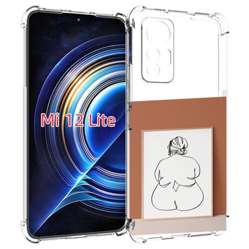Чехол MyPads Body Positive Female Figure Line Art женский для Xiaomi 12 Lite задняя-панель-накладка-бампер