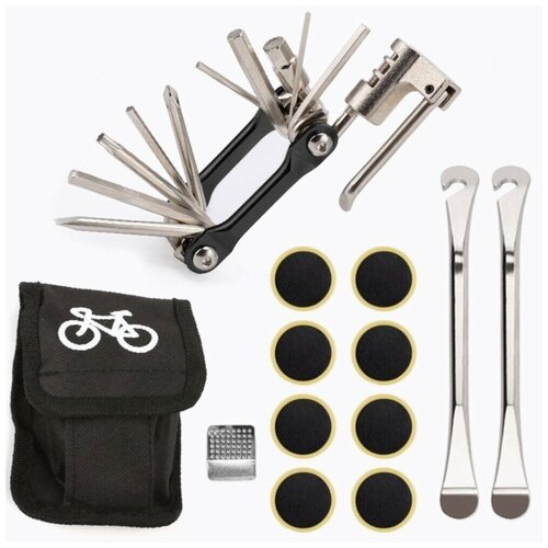 Набор инструментов Grand Price для ремонта велосипедных шин, в сумке, черный набор для ремонта велосипедных шин резиновая накладка на клеевой рычаг инструмент для ремонта велосипедных шин