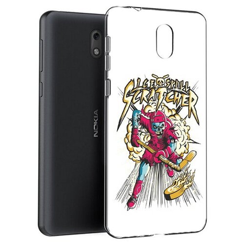 Чехол задняя-панель-накладка-бампер MyPads нарисованный скелет хоккеист для Nokia 6 противоударный