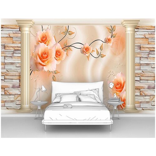 Фотообои на стену первое ателье Розы на шелке между колонн 160х100 см ШхВ флизелиновые Premium 1773₽