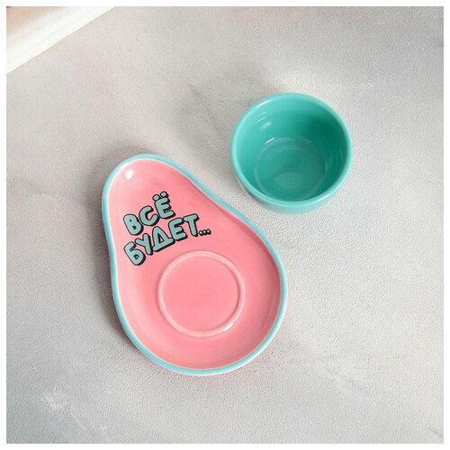 Чайная пара Все будет кружка 100 мл блюдце 14х10 см 622₽