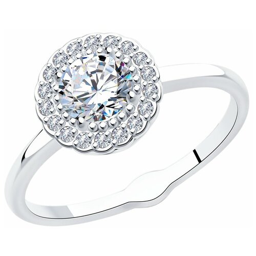 Кольцо Diamant серебро, 925 проба, родирование, фианит, размер 18.5