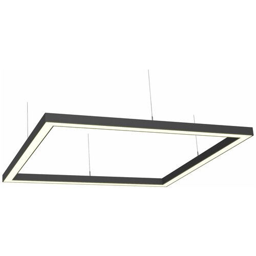 Светильник светодиодный потолочный подвесной квадратный черный на кухню, детскую, прихожую люстра Рассвет, LED, 3000К, 72 Вт, 1060*1060*50мм