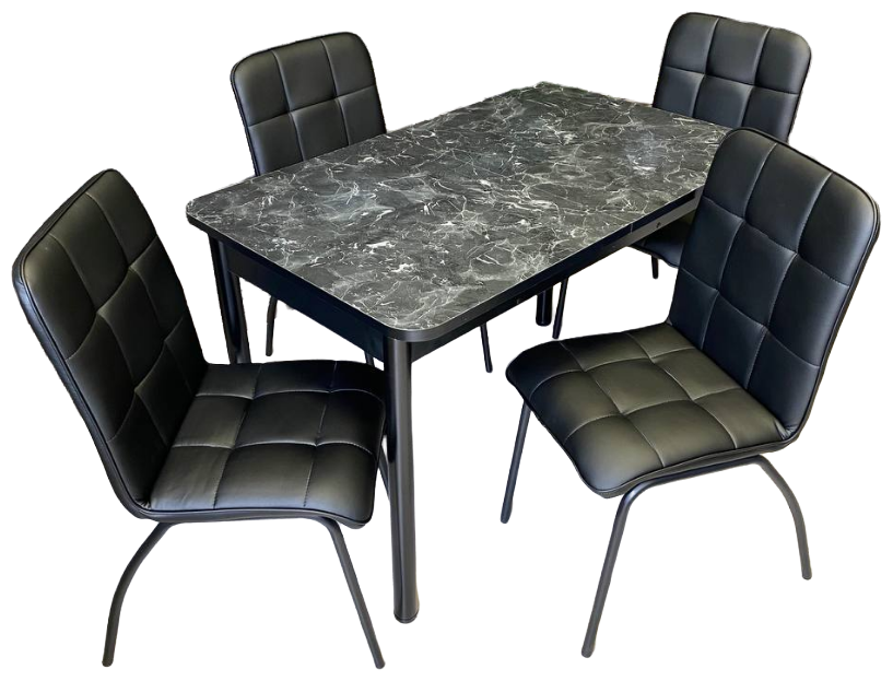 Обеденная группа стол со стульями NGVK 120х75 Черный мрамор и 4 стула Ракушка цвет Черный