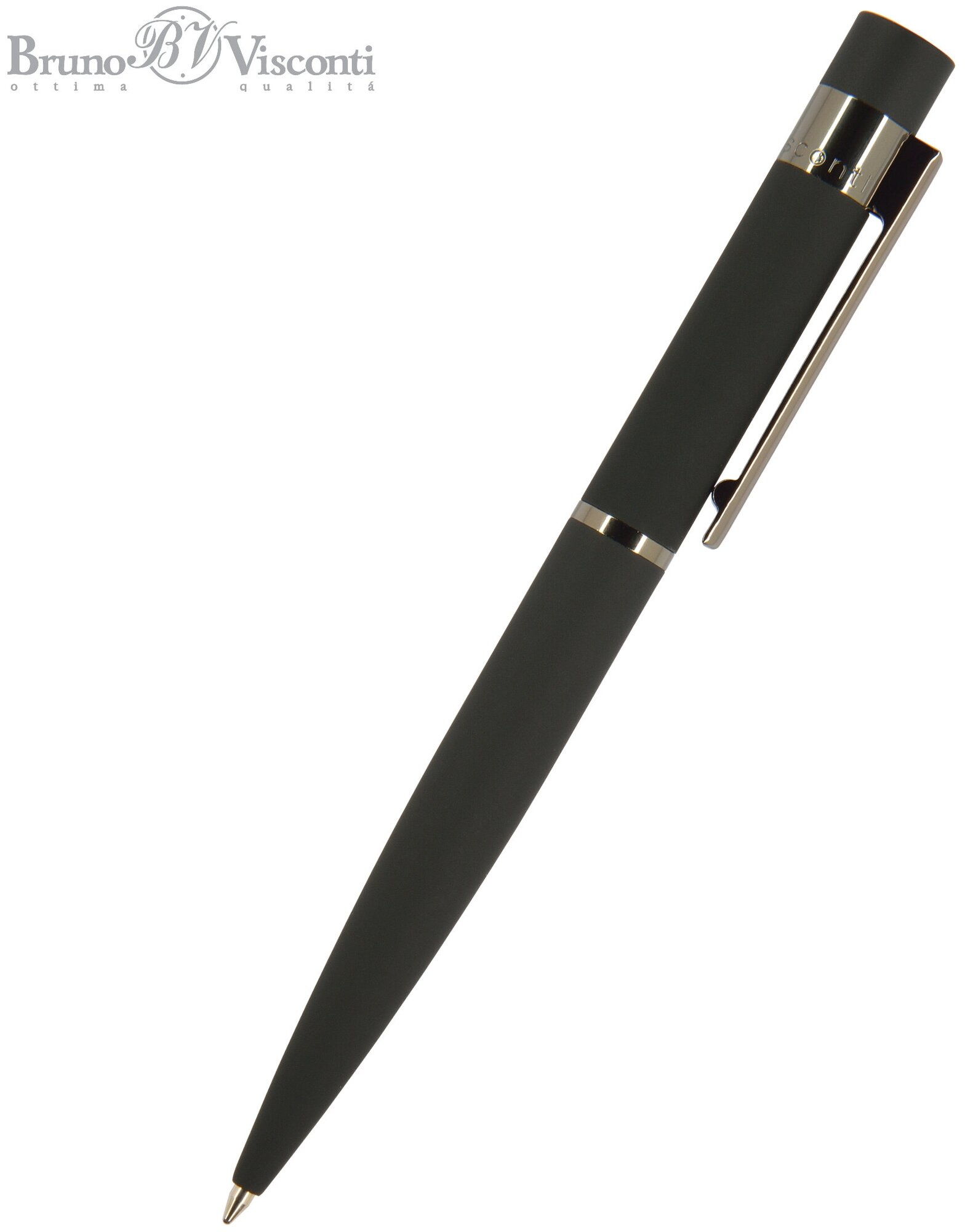 Ручка BrunoVisconti, шариковая автоматическая, 1 мм, синяя, VERONA (черный металлический корпус), Арт. 20-0216