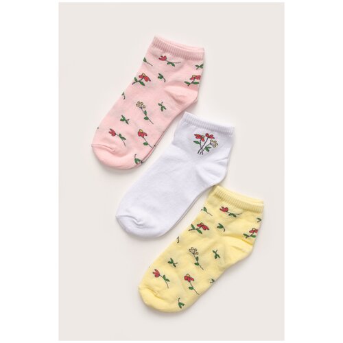 Носки Berchelli, 3 пары, размер 36-38, белый, розовый, желтый мужские короткие носки белого и черного цветов размер 41 45 комплект 4 пары
