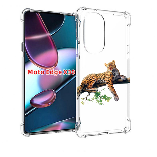 Чехол MyPads леопард-на-дереве детский для Motorola Moto Edge X30 задняя-панель-накладка-бампер