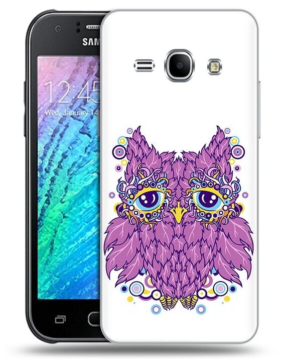 Чехол задняя-панель-накладка-бампер MyPads Розовая сова для Samsung Galaxy J1 (2015) SM-J100H/F/DuoS противоударный