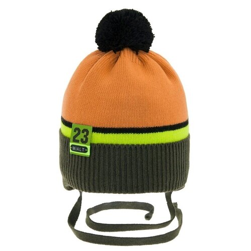 Шапка mialt, размер 50-52, оранжевый, хаки шапка для мальчиков зимняя шерсть подкладка помпон вязаная размер 42 44 серый