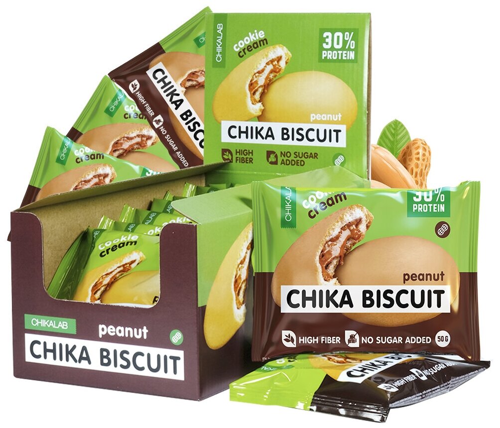CHIKALAB Печенье CHIKA BISCUIT со вкусом арахис 50 гр.