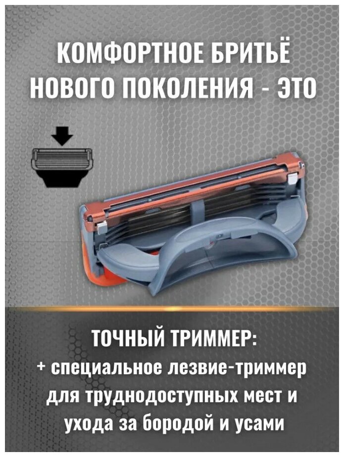 Сменные кассеты лезвия для бритв совместимые с Gillette Fusion 4 штуки (оранжевые)