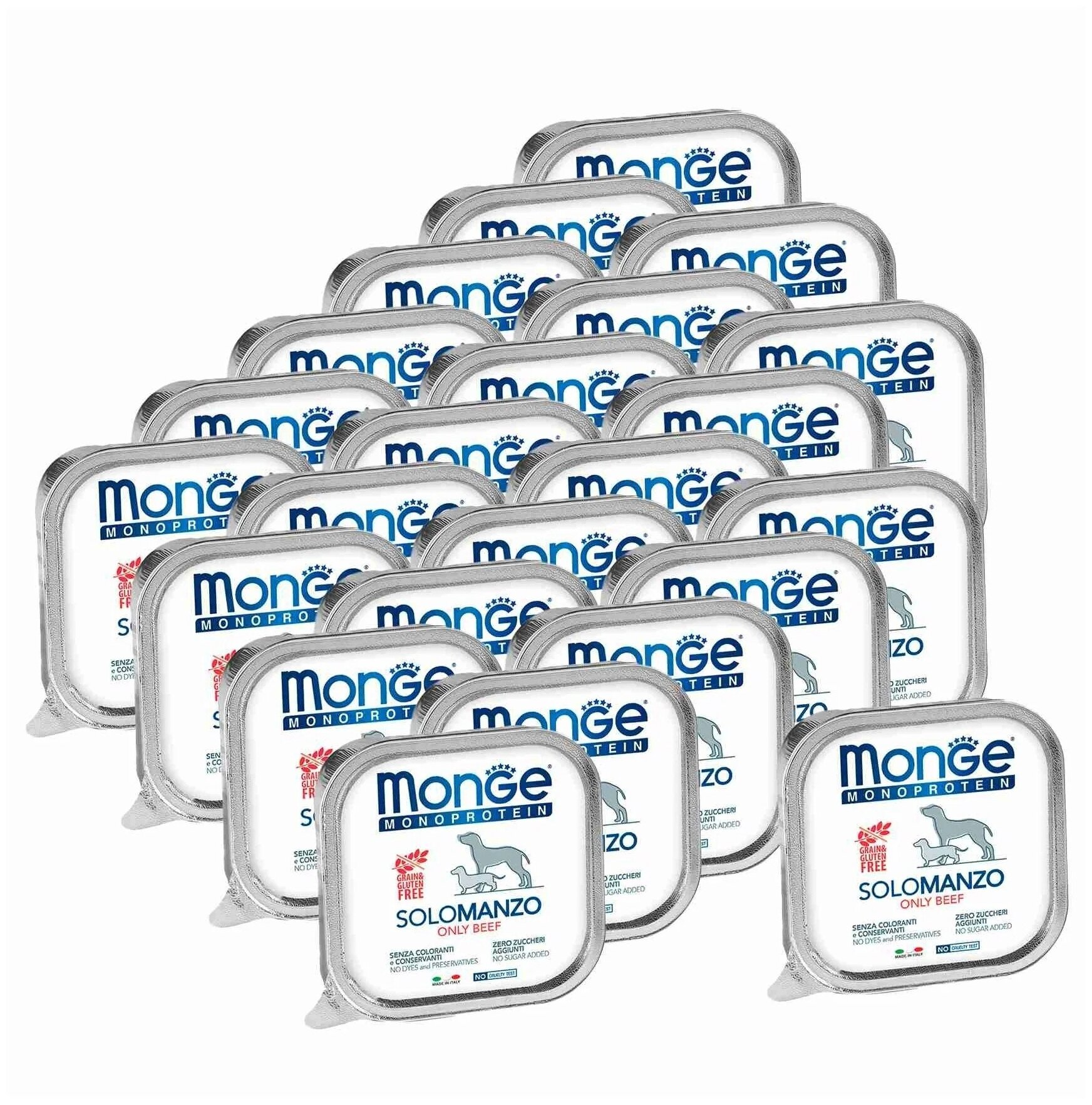 Monge Dog Monoprotein Solo консервы для собак паштет из говядины 150г х 24 шт.