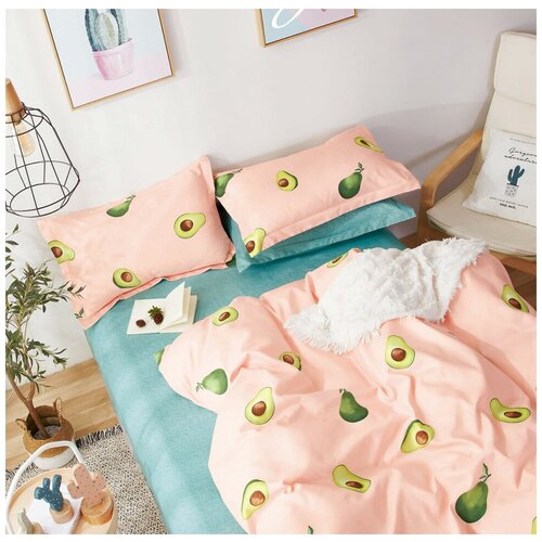 фото Двухсторонний 2 спальный комплект постельного белья авокадо boris